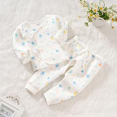 0-3月新生儿夹棉和尚服 婴儿宝宝保暖内衣套装春秋衣裤 贴身睡衣