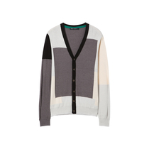 美特斯邦威2015秋装新款男色块拼接毛织开衫吊牌价199元