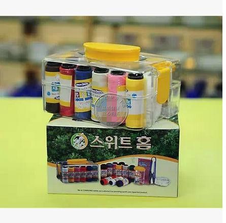 韩国居家针线套装 生活日用品针线包 进口超值彩色针线盒 长方版