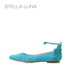 STELLA LUNA 官方正品 尖头浅口反毛系带芭蕾舞鞋 SE134C40192