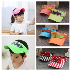 韩国新款婴儿童空顶帽 夏季条纹宝宝遮阳帽 字母男女童鸭舌帽子潮