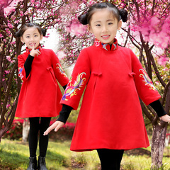 女童宝宝冬装2016新款儿童旗袍过年中国风唐装3-4-5岁加厚连衣裙