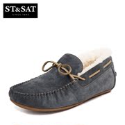 St&Sat/2015 on Saturday and new leather winter butterfly knot flat lazy wool men''''s shoes SS54125212