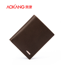 Aokangaokang leather men business wallet short first layer leather hishimonoides Korean fashion purse