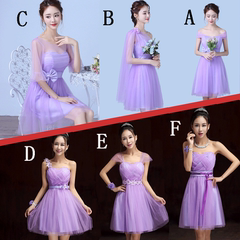 伴娘服短款2016新款韩式紫色伴娘团礼服小礼服姐妹裙毕业礼服包邮