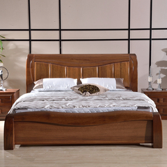 特价全实木床胡桃木1.8米双人床 1.5米架子床现代中式硬板床家具