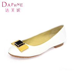 Daphne/达芙妮夏款蝴蝶结漆皮糖果色平跟圆头单鞋1014101185