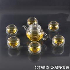 耐热透明玻璃一茶壶六杯功夫茶具套装红茶花草玻璃茶具套装特价