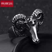 New year born goat titanium steel rings men''s aggressive punk retro accessories fashion rings