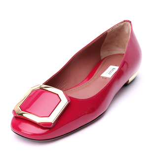 香奈兒飾品是什麼材質 BALLY巴利紫紅色羊皮材質金屬裝飾女士平底單鞋 銀泰 香奈兒