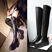 2015 winter season thick with thick-soled boots platform women boots high heel boots over the knee stretch skinny leg boots