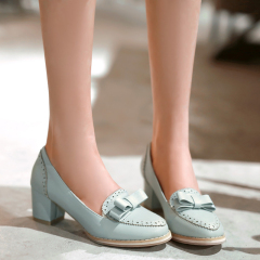 2015 spring designer shoes in the Korean version of the cut sweet bow shoes fashion shoes heel Joker work shoes