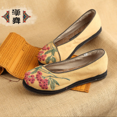 Chinese dance classics Chinoiserie embroidered shoes old Beijing handmade canvas shoes asakuchi flat women's shoes Xia Shifei