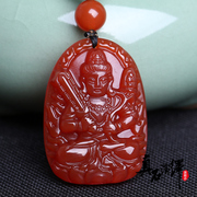 Rehabilitation of natural red agate pendant Zodiac ox Tiger Akasagarbha natal Buddhist guardian angel necklace