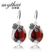 Thai Thai Silver earrings 925 Silver Jewelry China wind hyacinth female Dragonfly drop earrings