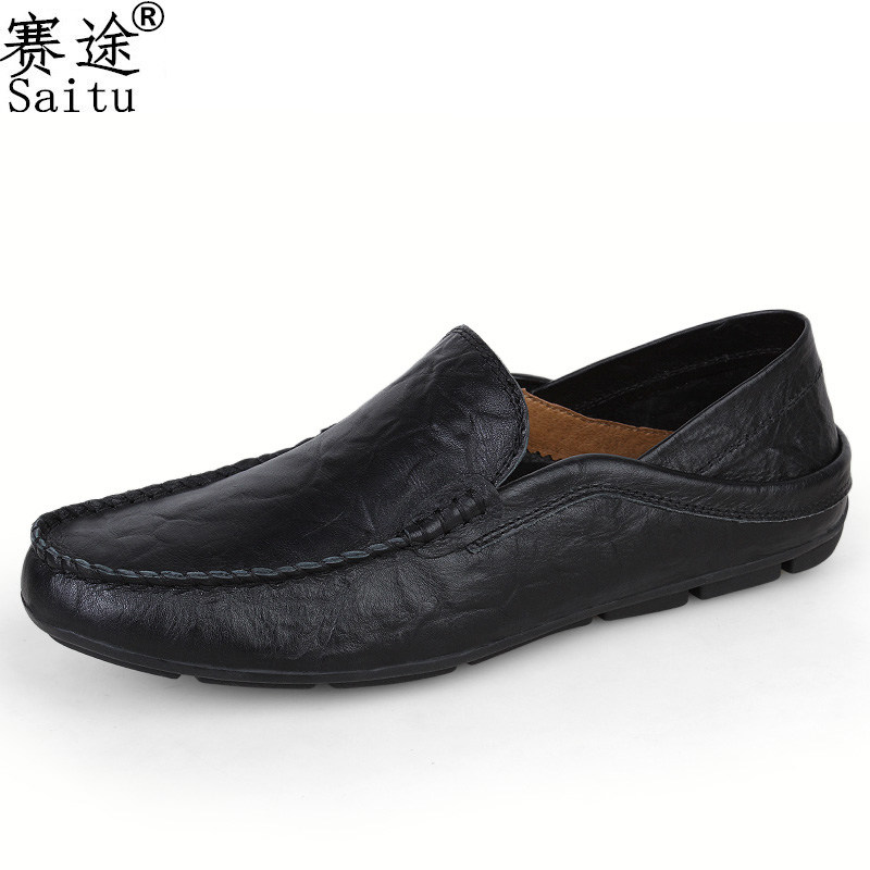 賽途特大號豆豆鞋45 46 47碼潮流男小碼36 37大碼休閑真皮鞋男鞋