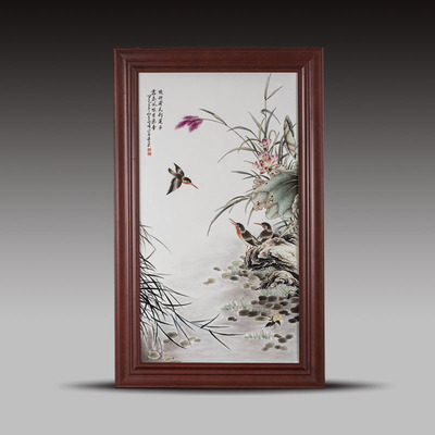 景德镇市工艺美术师 晓峰作品 粉彩花鸟瓷板画