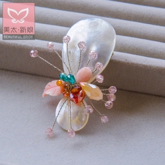 Beauty is just too retro shell brooch pink flower Crystal bride brooch accessory Bridal jewelry jade I0027