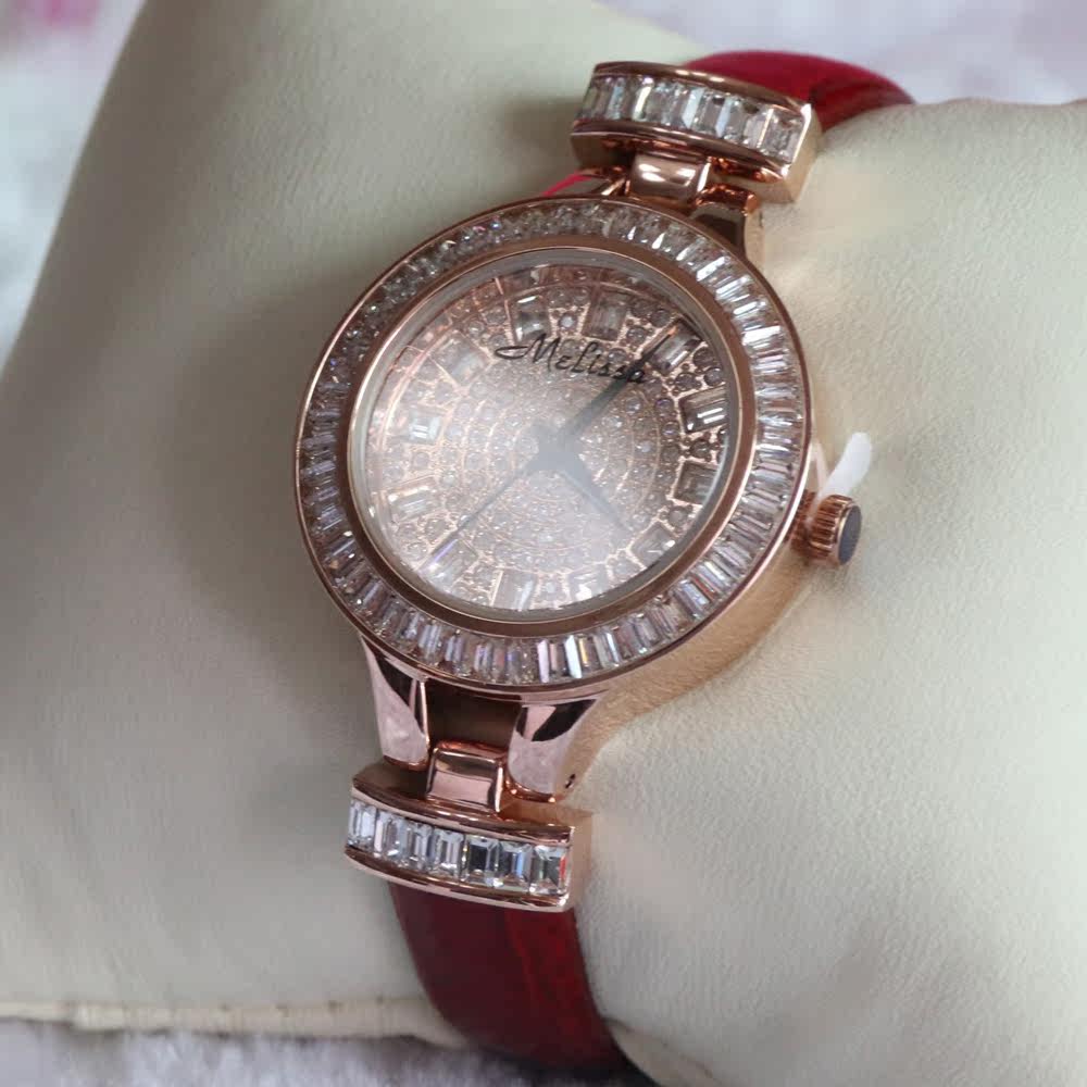 好货melissa/玛丽莎女表 时尚满钻表盘皮带女士手表