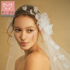 New vintage hand pressed petals three-dimensional flower Wedding Veil Bridal Veil accessories R0135
