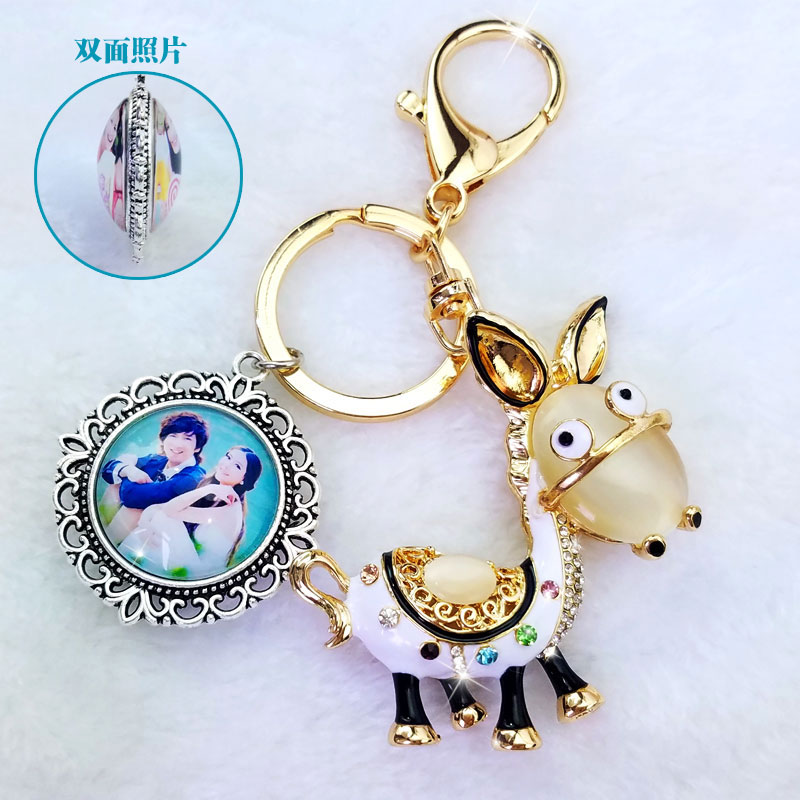 韩国创意可爱水钻汽车钥匙扣女包挂件小毛驴钥匙链饰品男生日礼物产品展示图2