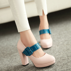 2015 spring designer shoes fashion round toe Korean sweet crude high heels shoes comfortable simplicity Joker shoes