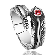 Classics! National wind vintage feather titanium steel rings men''s fashion rings single ring