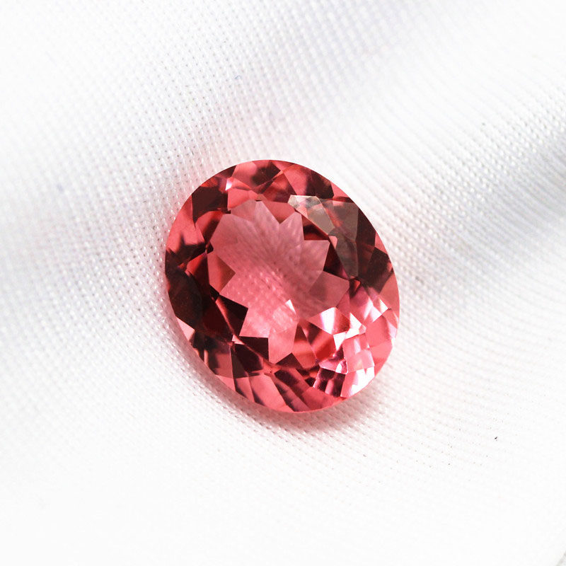 椭圆形粉色摩根石裸石戒面戒指吊坠镶嵌粉熔彩色宝石粉橙色女珠宝