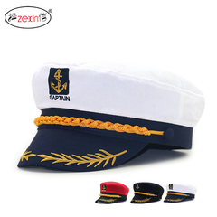 麦穗刺绣船长帽遮阳帽子男女士秋冬天复古海军帽平顶帽时尚潮英伦