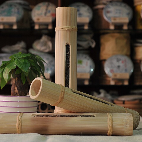 云南普洱茶生茶 傣族手工竹筒茶 晒青 2013年早春 礼盒装500g