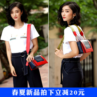 celine frame bag 明星同款2020新款frame真皮寬肩帶女包單肩斜挎包撞色小方包潮 celine包frame