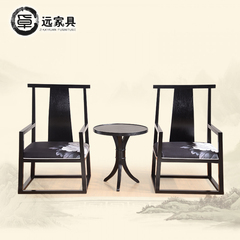新中式实木太师椅印花官帽椅子样板房别墅书椅会客椅茶楼复古餐椅