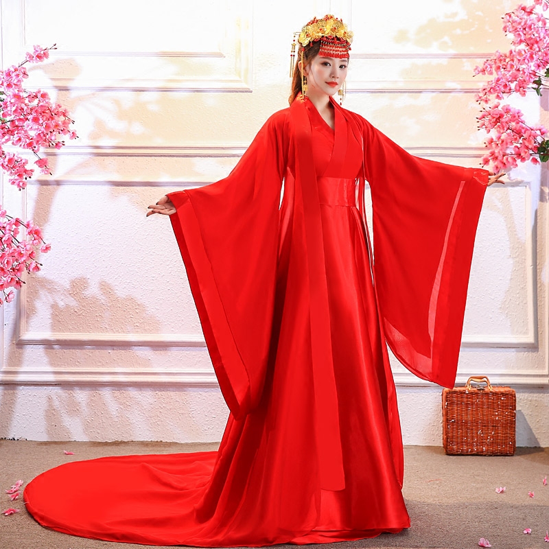 红色汉服嫁衣女仙气 飘逸 古风正品原创全套古典舞演出服古装衣服