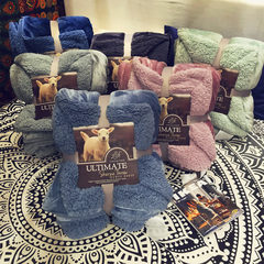 外贸出口冬季羊羔绒毛毯马卡龙色加厚单人毯双层午睡毯珊瑚绒毯子