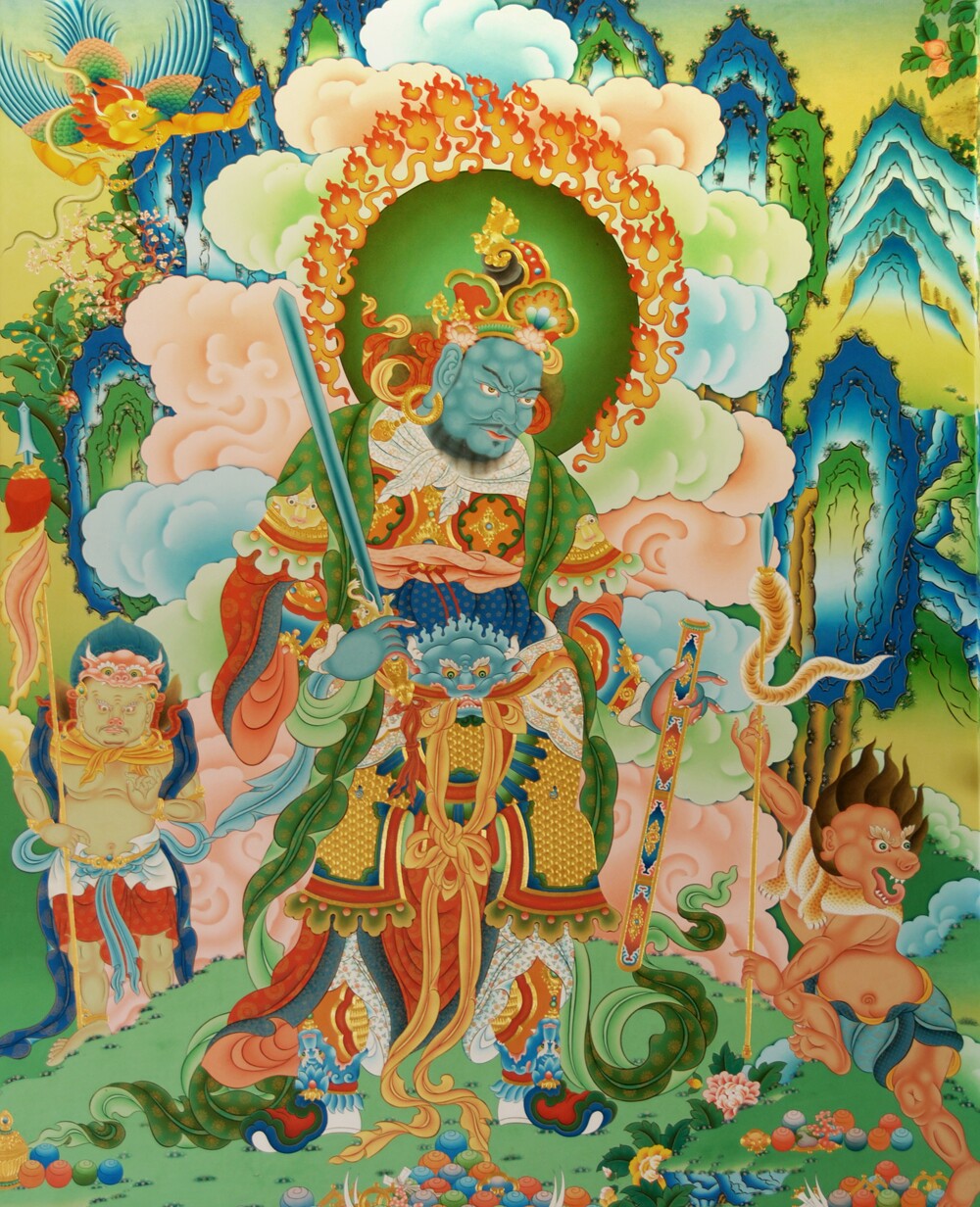 线绣 印布 diy唐卡十字绣 个性定制 南方增长天王