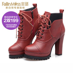A mystery European wind short tube coarse high boots laced with round head with Martin Martin fall/winter boots women