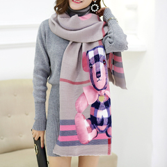 韩国秋冬季保暖加厚围巾女英伦风复古菱形仿羊绒披肩两用长款围脖