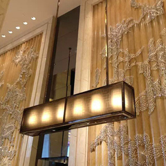 酒店大厅前台新中式吊灯 会所售楼部工程定制长条形餐厅吧台灯具