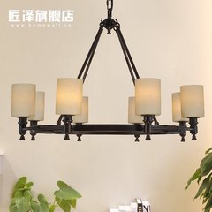 匠泽旗舰店 摩纳哥系列houzz风格铁艺吊灯简约美式客厅  区域包邮