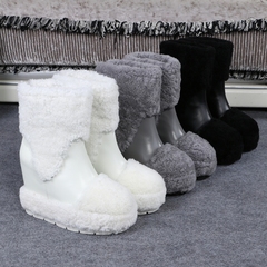 冬季真皮羊羔毛内增高短靴厚底短筒毛毛靴拉链坡跟保暖女雪地靴子