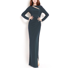 Charmed career ~ top Europe and hollow-necked long banquet evening dress Princess waist long dress