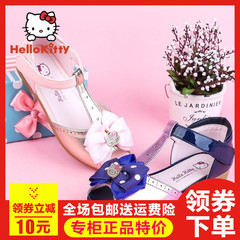 HelloKitty女童公主鞋凉鞋2016夏季新款学生鞋蝴蝶结坡跟高跟凉鞋