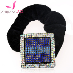 Zhijiang Korea hair accessories Crystal hair looped rope ponytail jewelry Korean hair velvet flower hair band