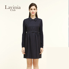 Lavinia Club/拉维妮娅冬季立领束腰修身长袖连衣裙女LM67LQ51