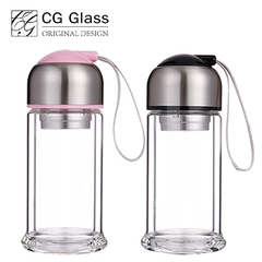 CG GLASS希奇水晶创意子弹头茶杯男女带盖便携双层玻璃杯