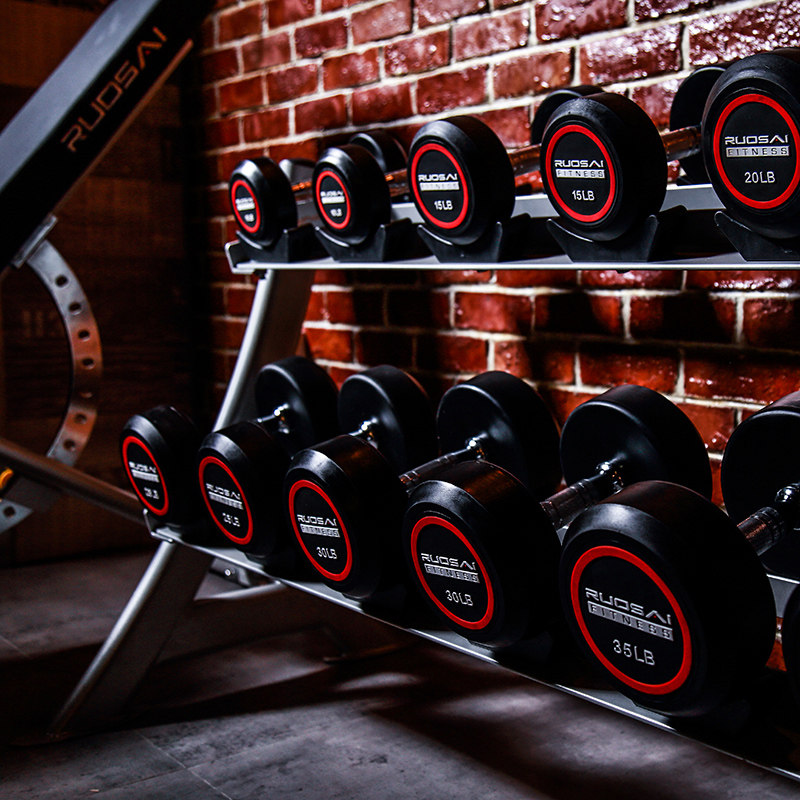美国ruosai若赛专业环保包胶固定哑铃商用哑铃私教健身房哑铃架