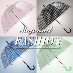 雨燕欧式时尚创意千鸟格特色阿波罗鸟笼直杆拱形透明环保雨伞包邮