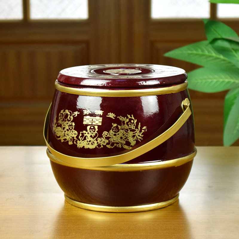 婚庆用品 结实马桶 木质子孙宝桶 红色单桶木马桶 陪嫁子孙桶摆件