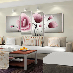 沙发背景墙装饰画客厅现代简约无框立体浮雕皮画卧室壁画富贵金莲