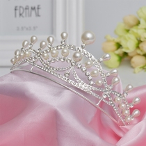 Yizui dress, beautiful popularity, new bride's wedding crown, headdress, Korean water drill, crown, Princess hair hoop